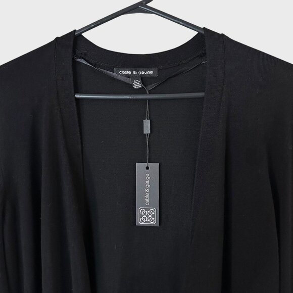 Cable & Gauge Open-Front Cardigan Sweater Black Women's Size Small New - Picture 5 of 13